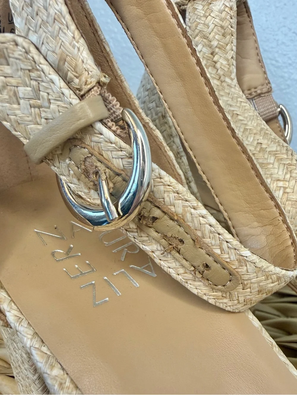 Naturalizer Beige Woven Block Heel Sandals Size US8.5